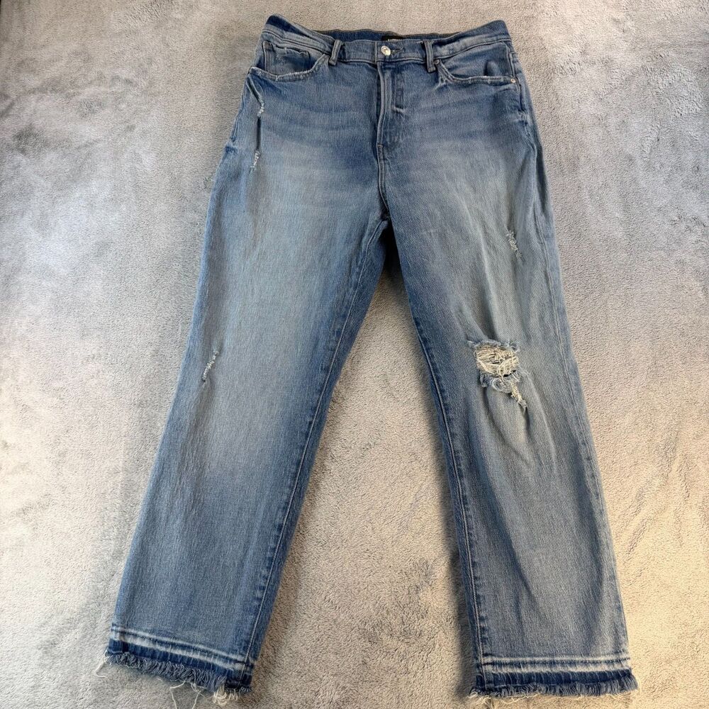 Express Straight Ankle Jeans 10R High Rise Distressed Raw Hem